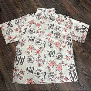 Washington Nationals Floral Button-Up - Men’s Small Cherry Blossoms MLB